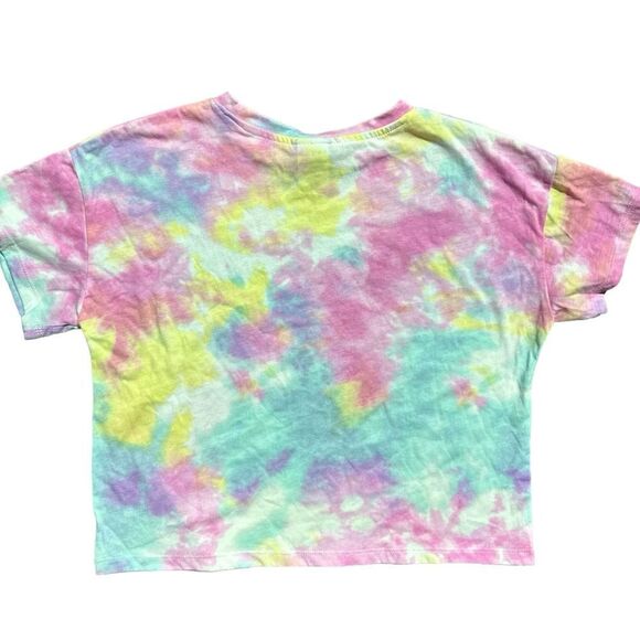 The Rolling Stones Girls Tie Dye Cropped Tee Shirt Size XL - Picture 2 of 5